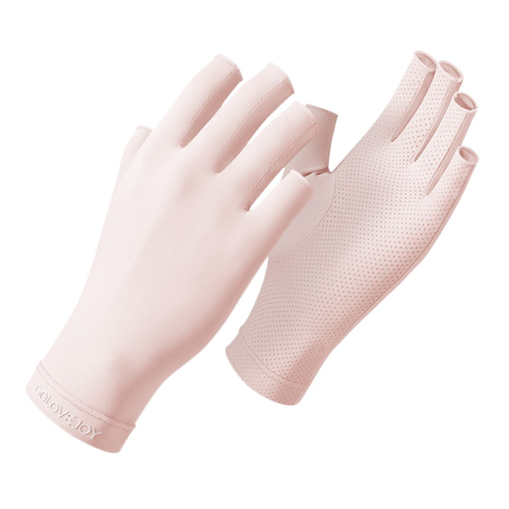 GOLOVEJOY MJ04 Anti UV Half Finger Nail Art Gloves Breathable Ice Silk Mittens for Outdoor Driving