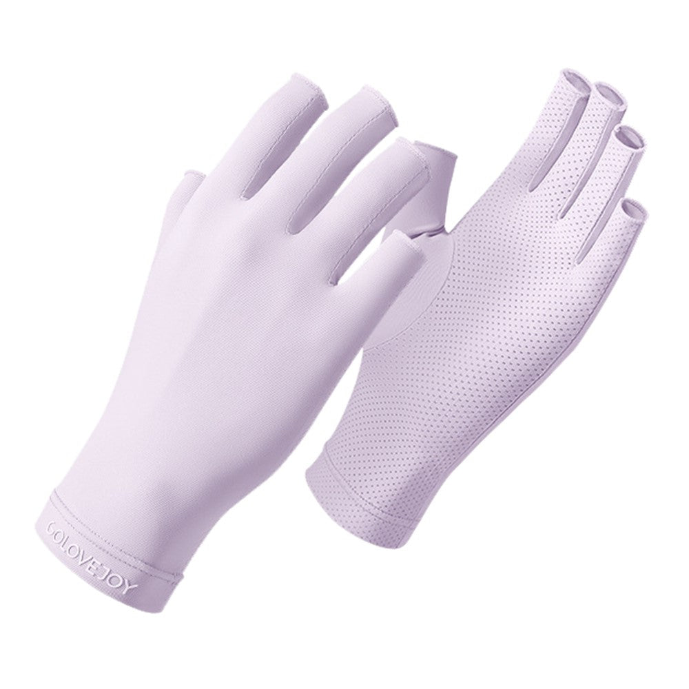 GOLOVEJOY MJ04 Anti UV Half Finger Nail Art Gloves Breathable Ice Silk Mittens for Outdoor Driving