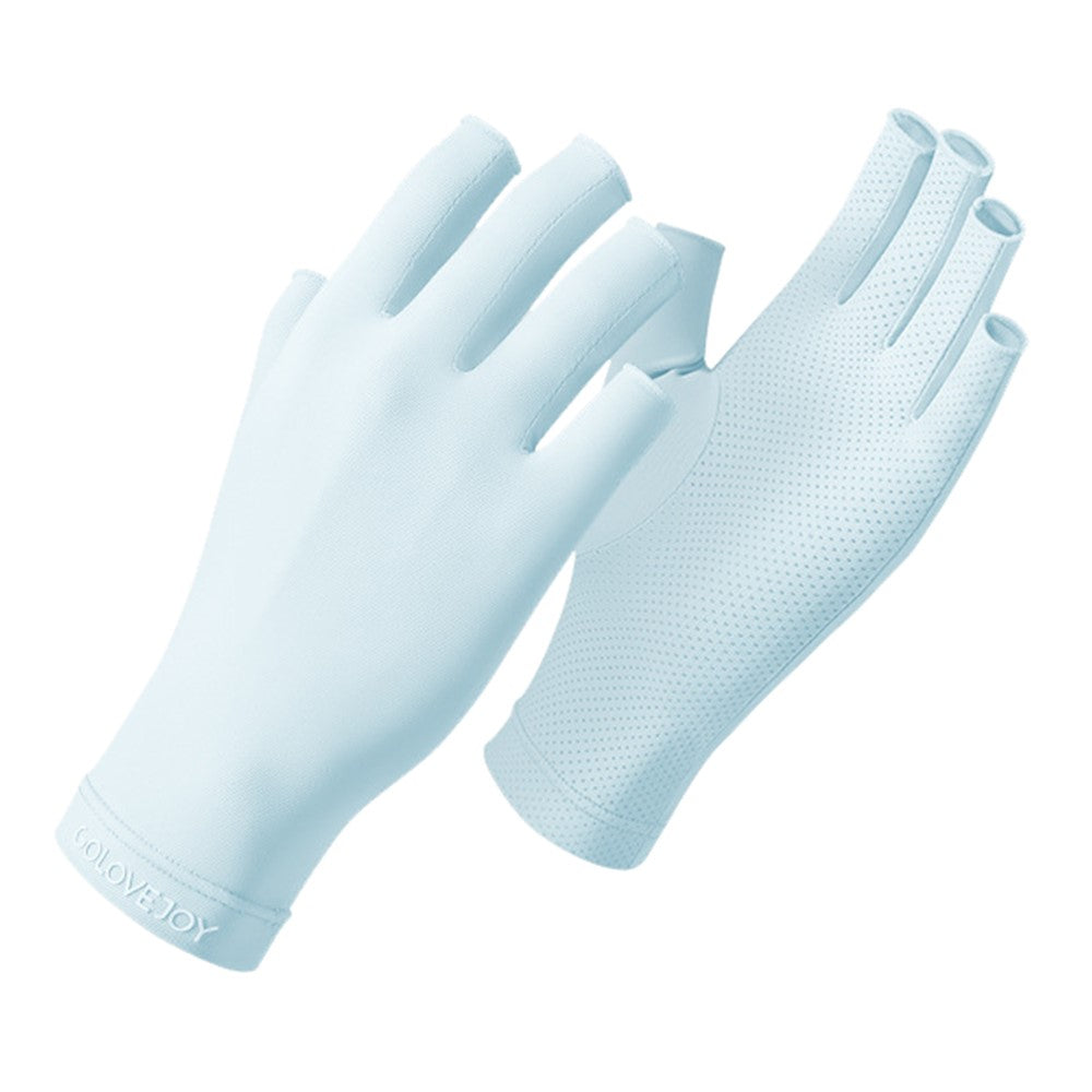 GOLOVEJOY MJ04 Anti UV Half Finger Nail Art Gloves Breathable Ice Silk Mittens for Outdoor Driving