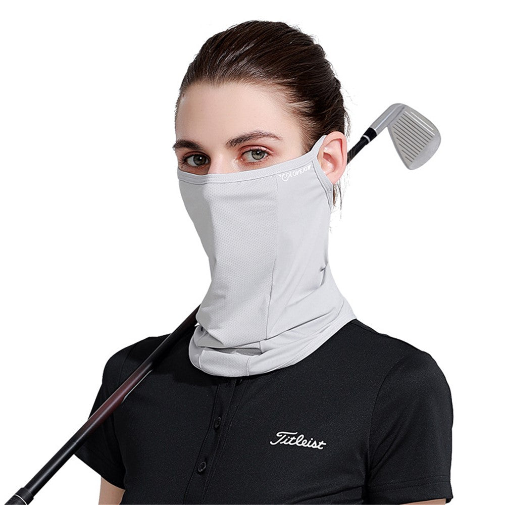 GOLOVEJOY XTJ85 Outdoor Golf Sun Protection Ice Silk Face Mask Neck Gaiter Cooling Breathable Ear Loop Face Cover