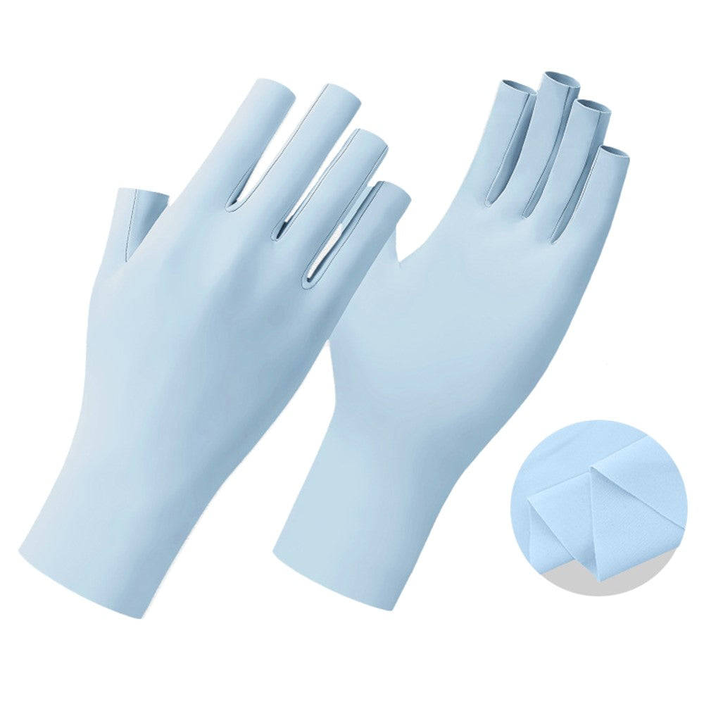 JLST 1 Pair Women Summer Thin Ice Silk UV Protection Gloves Breathable Cycling Manicure Half Finger Gloves