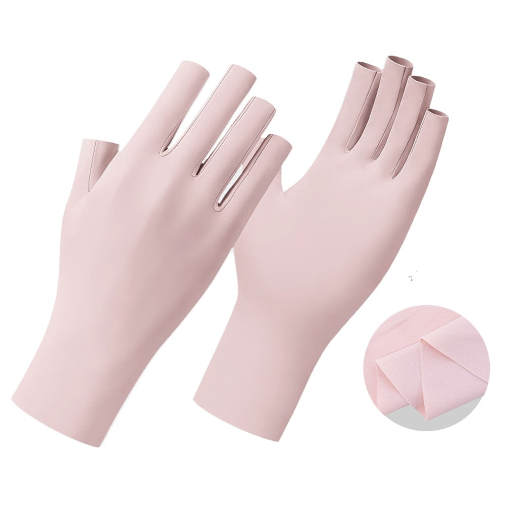 JLST 1 Pair Women Summer Thin Ice Silk UV Protection Gloves Breathable Cycling Manicure Half Finger Gloves