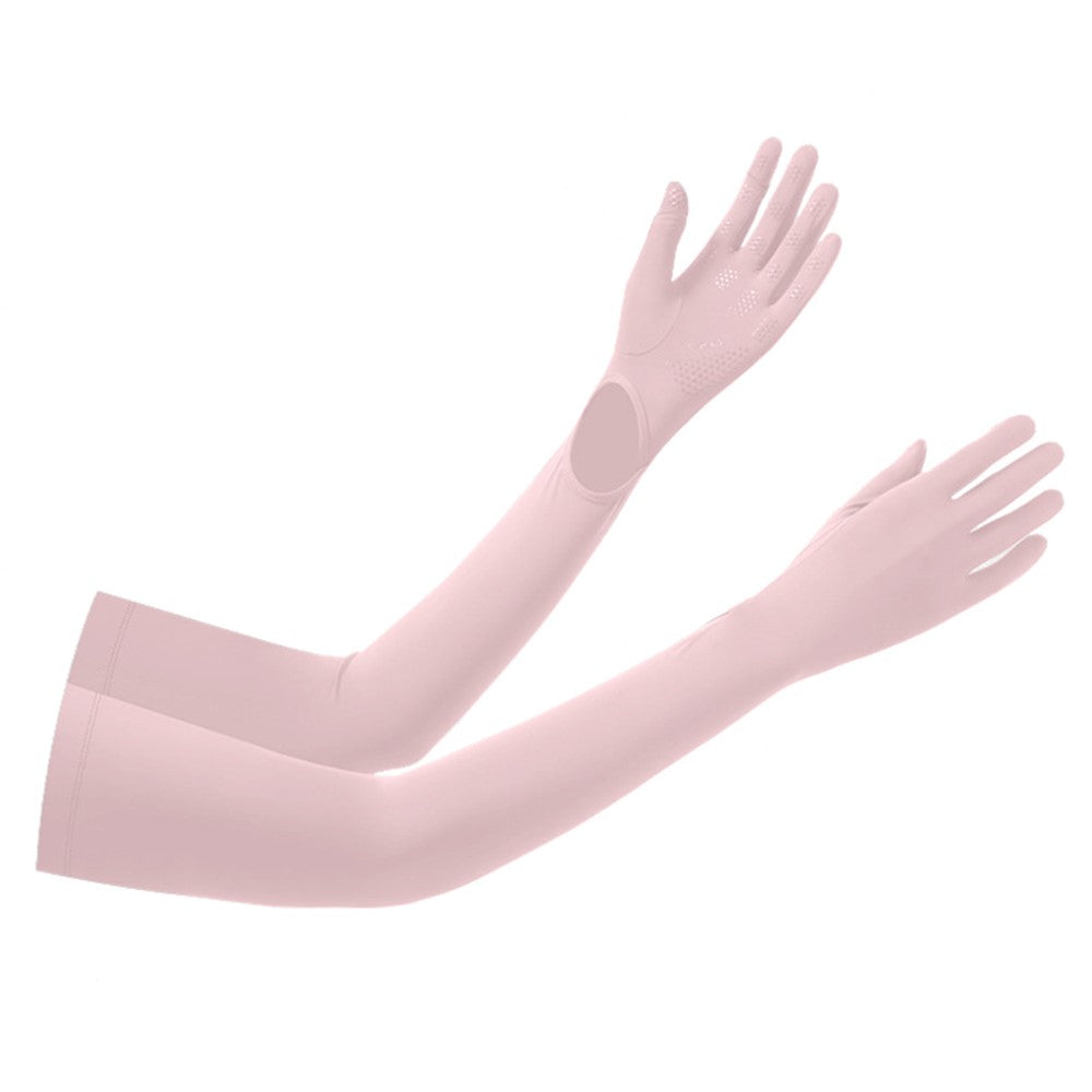 BSCKXT 1 Pair Breathable Ice Silk Armguard Sun Protection Full Finger Arm Sleeves for Outdoor Sports