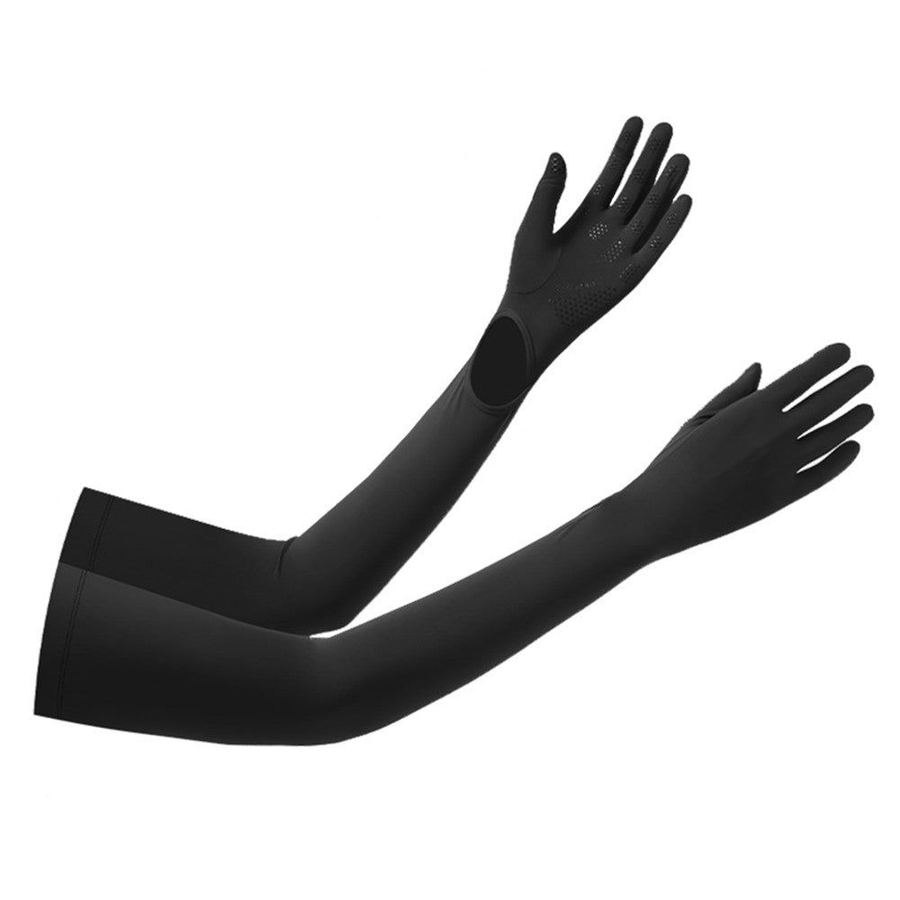 BSCKXT 1 Pair Breathable Ice Silk Armguard Sun Protection Full Finger Arm Sleeves for Outdoor Sports