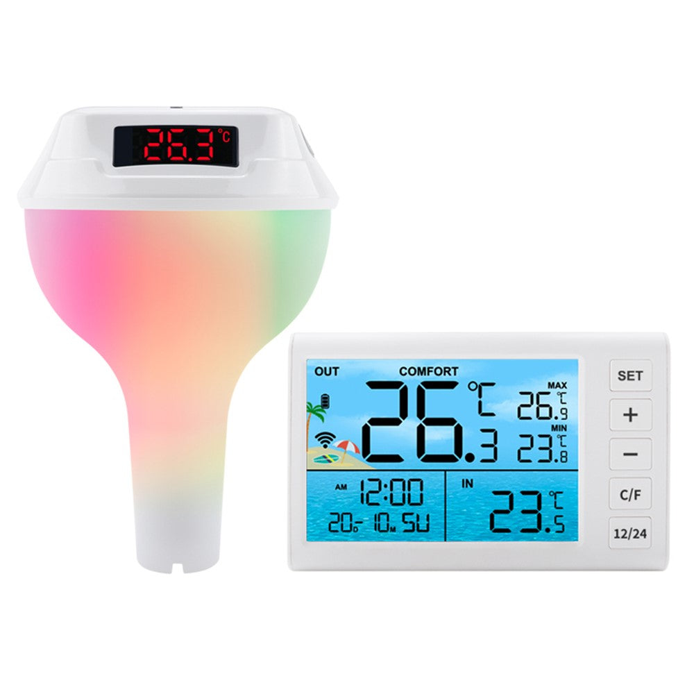 TS-PL01 Wireless Floating Pool Thermometer Solar Powered Digital Display Water Temperature Meter with RGB Light