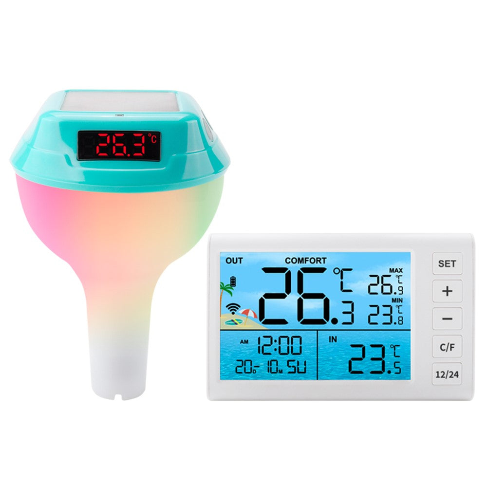 TS-PL01 Wireless Floating Pool Thermometer Solar Powered Digital Display Water Temperature Meter with RGB Light