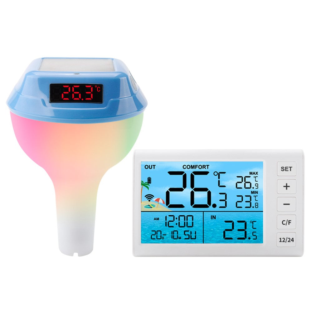 TS-PL01 Wireless Floating Pool Thermometer Solar Powered Digital Display Water Temperature Meter with RGB Light