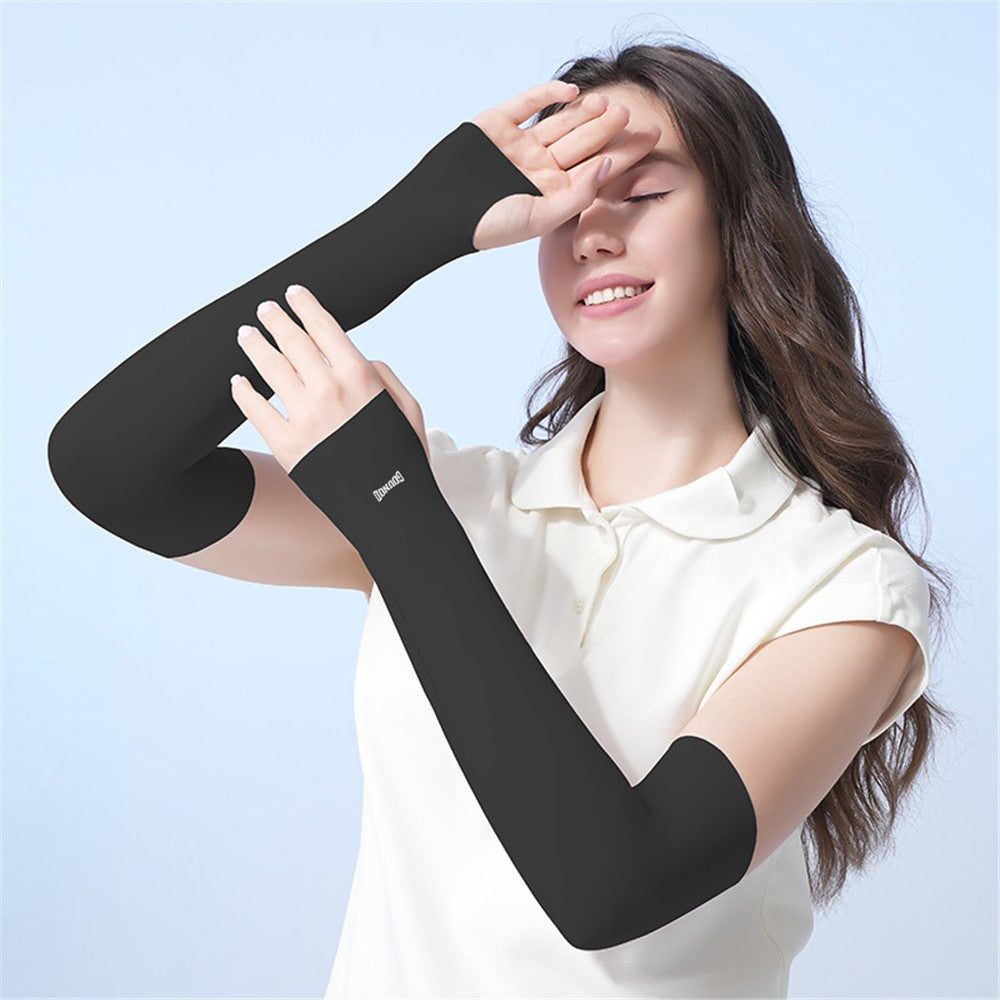 GOUNOD 1 Pair Summer Outdoor Cycling Ice Silk UV Protection Arm Sleeves Cooling Breathable Arm Guards