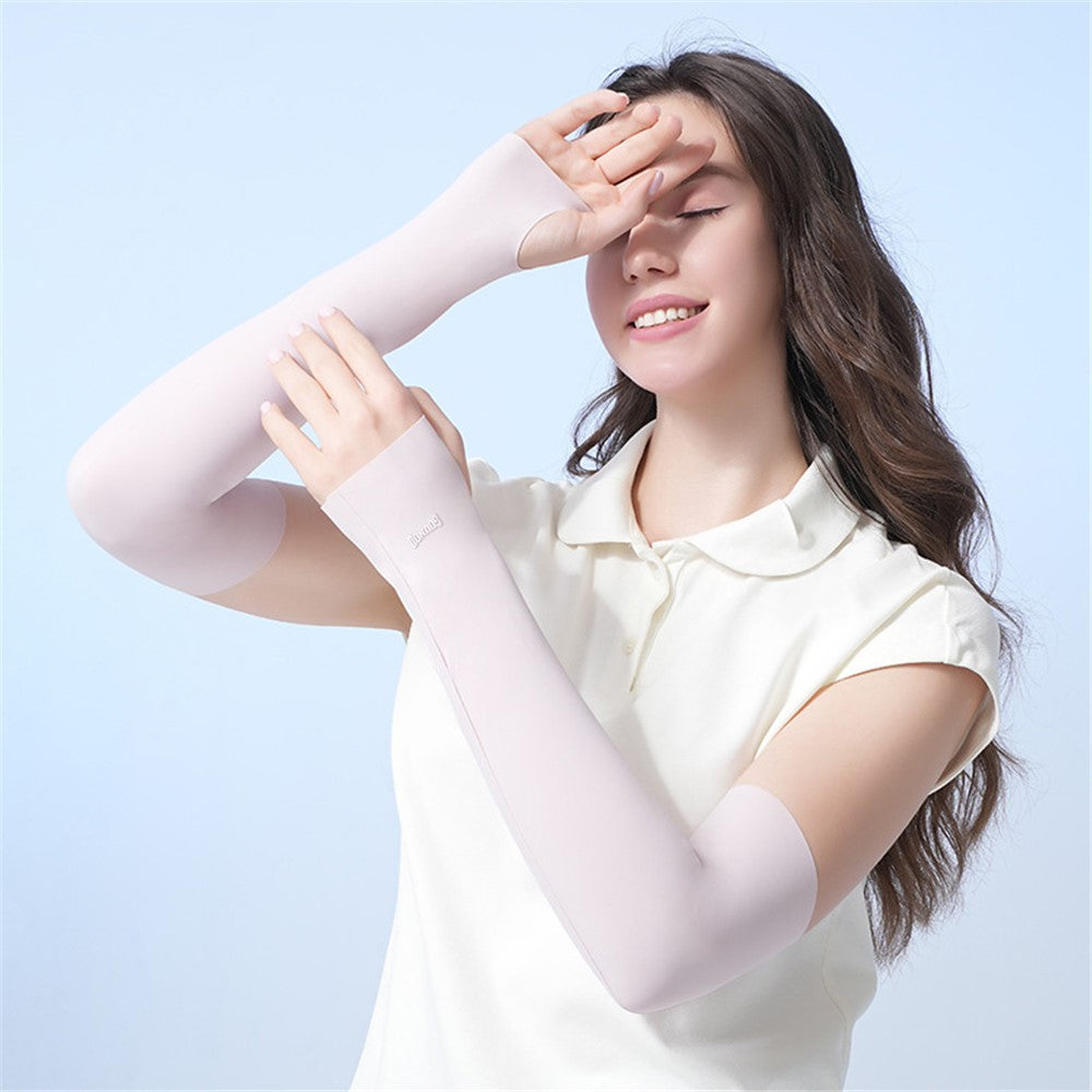 GOUNOD 1 Pair Summer Outdoor Cycling Ice Silk UV Protection Arm Sleeves Cooling Breathable Arm Guards