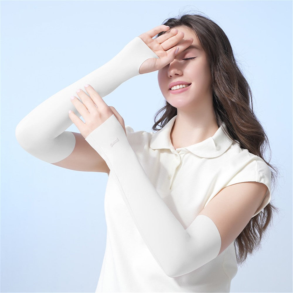 GOUNOD 1 Pair Summer Outdoor Cycling Ice Silk UV Protection Arm Sleeves Cooling Breathable Arm Guards