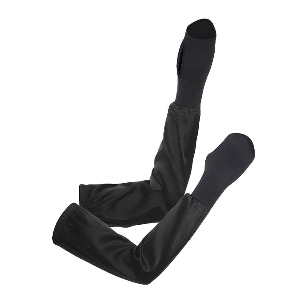 1 Pair Summer Sun Protection Arm Sleeves Outdoor Activities Loose Elastic Ice Silk Sleeve with Hand Protection Design
