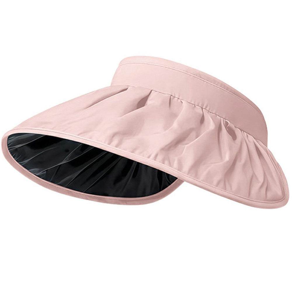 BKKDM Black Vinyl Lined UV Protection Outdoor Visor Cap Large Brim Foldable Waterproof Sun Hat
