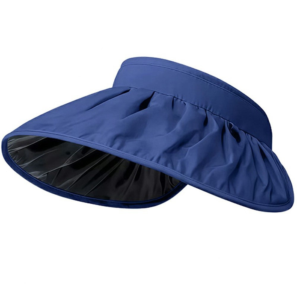 BKKDM Black Vinyl Lined UV Protection Outdoor Visor Cap Large Brim Foldable Waterproof Sun Hat