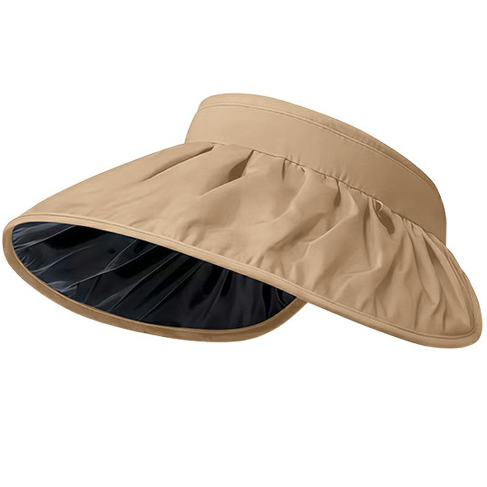 BKKDM Black Vinyl Lined UV Protection Outdoor Visor Cap Large Brim Foldable Waterproof Sun Hat