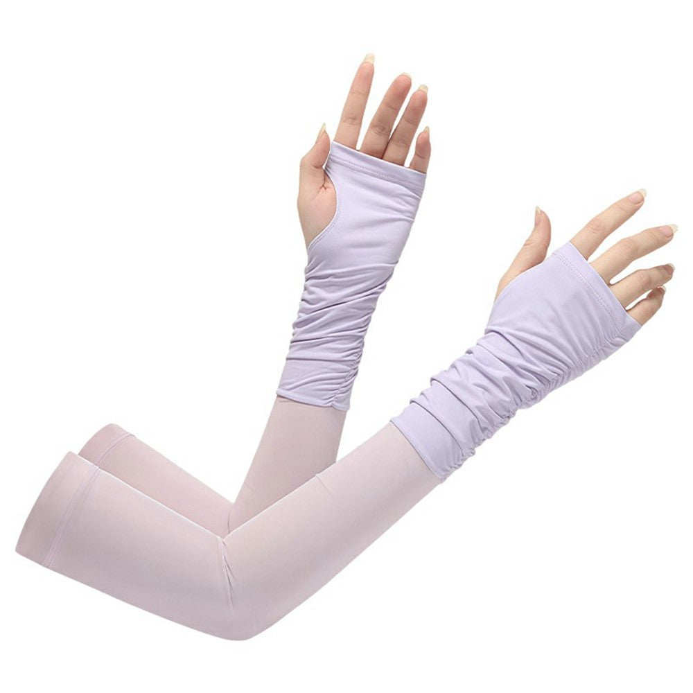 JLFSXT 1 Pair Cooling Arm Sleeves Fishing UV Protection Breathable Fingerless Ice Silk Sunscreen Sleeves
