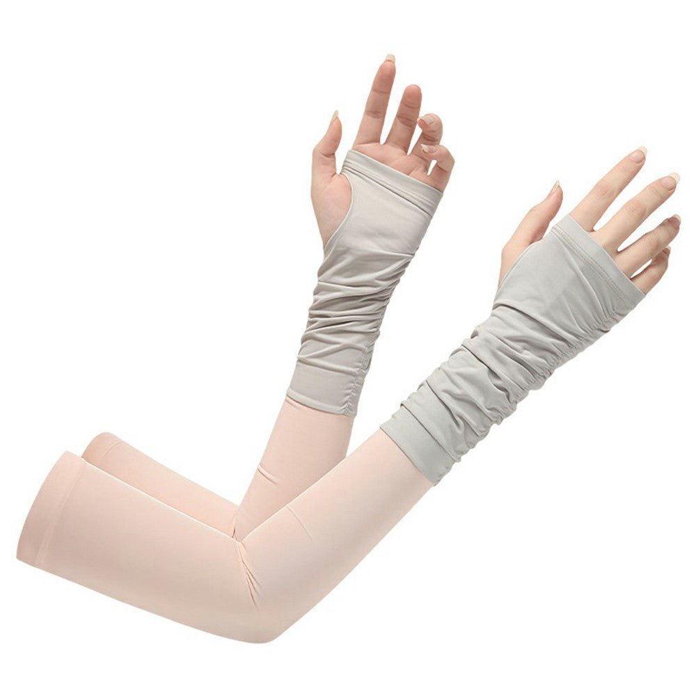 JLFSXT 1 Pair Cooling Arm Sleeves Fishing UV Protection Breathable Fingerless Ice Silk Sunscreen Sleeves