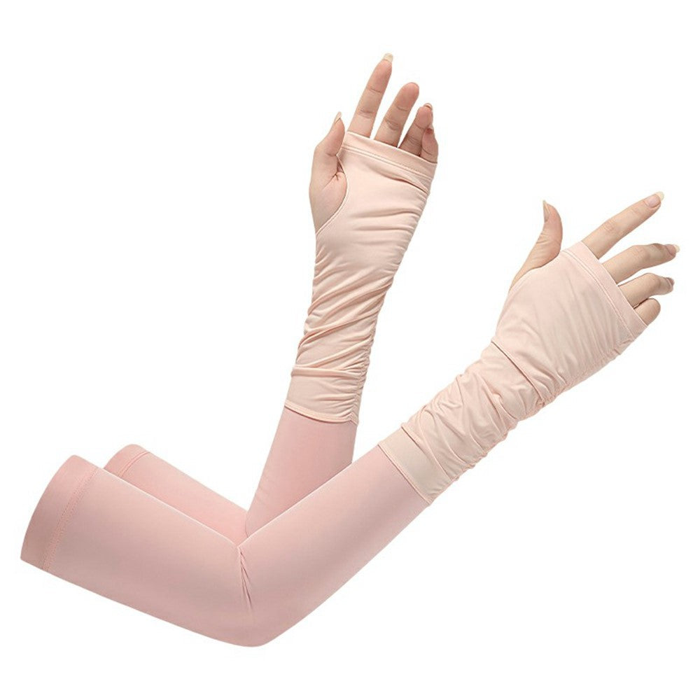 JLFSXT 1 Pair Cooling Arm Sleeves Fishing UV Protection Breathable Fingerless Ice Silk Sunscreen Sleeves