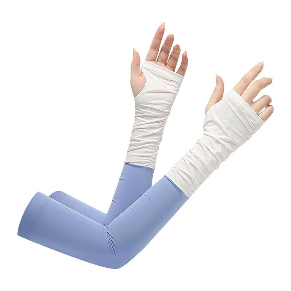 JLFSXT 1 Pair Cooling Arm Sleeves Fishing UV Protection Breathable Fingerless Ice Silk Sunscreen Sleeves