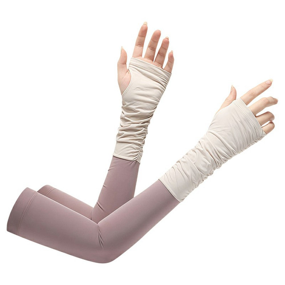 JLFSXT 1 Pair Cooling Arm Sleeves Fishing UV Protection Breathable Fingerless Ice Silk Sunscreen Sleeves