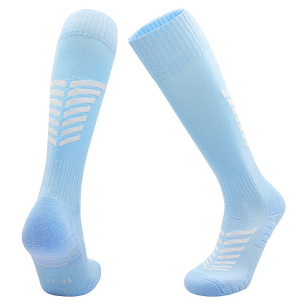 PORFIN 1 Pair Summer Long Soccer Socks Men Quick Dry Anti Slip High Tube Terry Cloth Bottom Socks, Size S