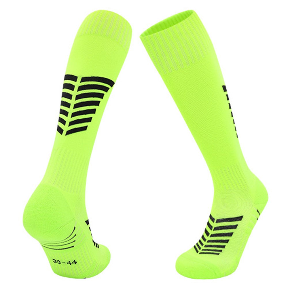 PORFIN 1 Pair Summer Long Soccer Socks Men Quick Dry Anti Slip High Tube Terry Cloth Bottom Socks, Size S