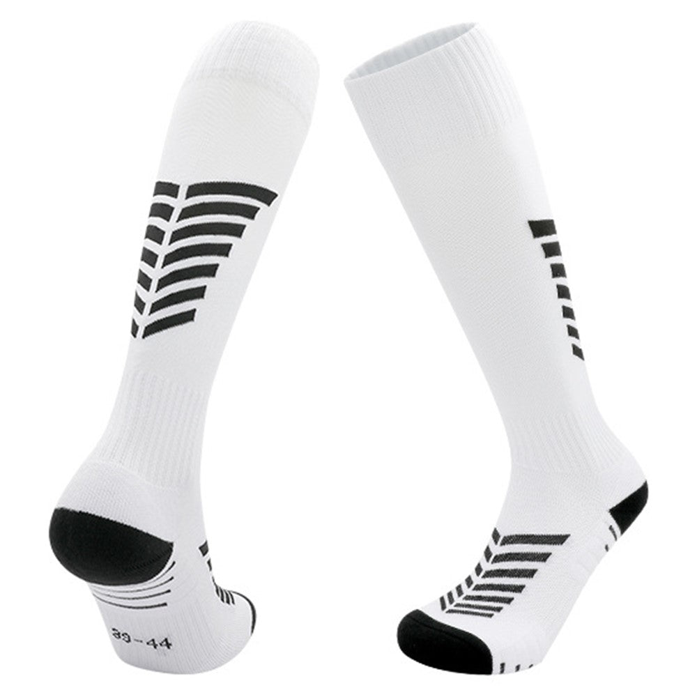 PORFIN 1 Pair Summer Long Soccer Socks Men Quick Dry Anti Slip High Tube Terry Cloth Bottom Socks, Size L