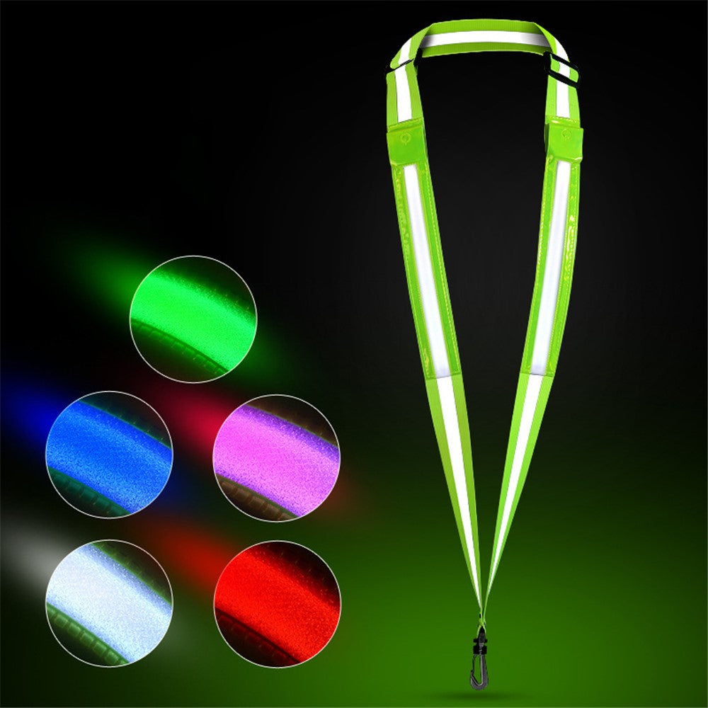 L9 5 Colors 3 Modes LED Light Up Reflective Shoulder Strap with Hook for Night Running Cycling