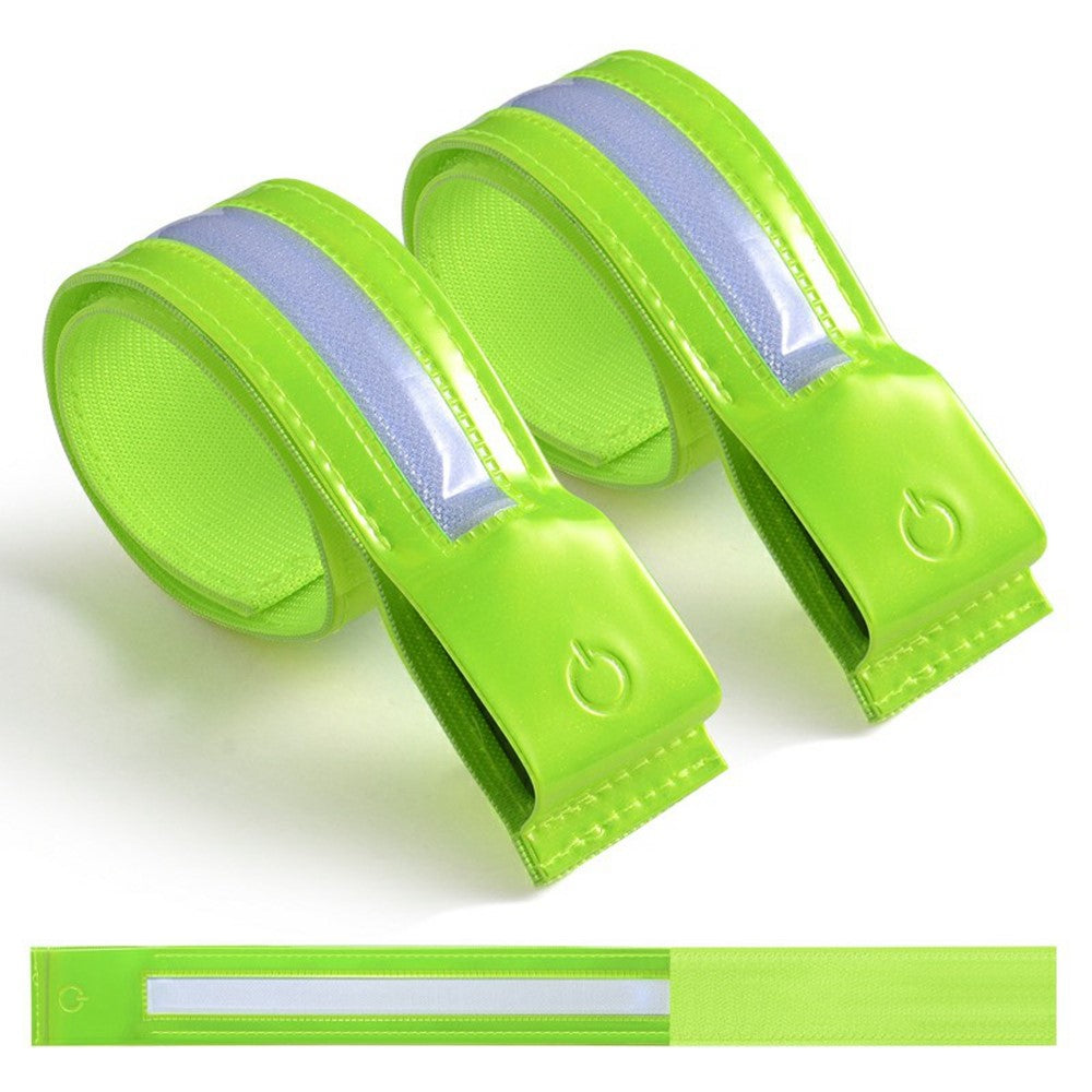 L8 2Pcs USB Rechargeable Reflective Armband Cycling Night Running Sports LED Light Arm Band