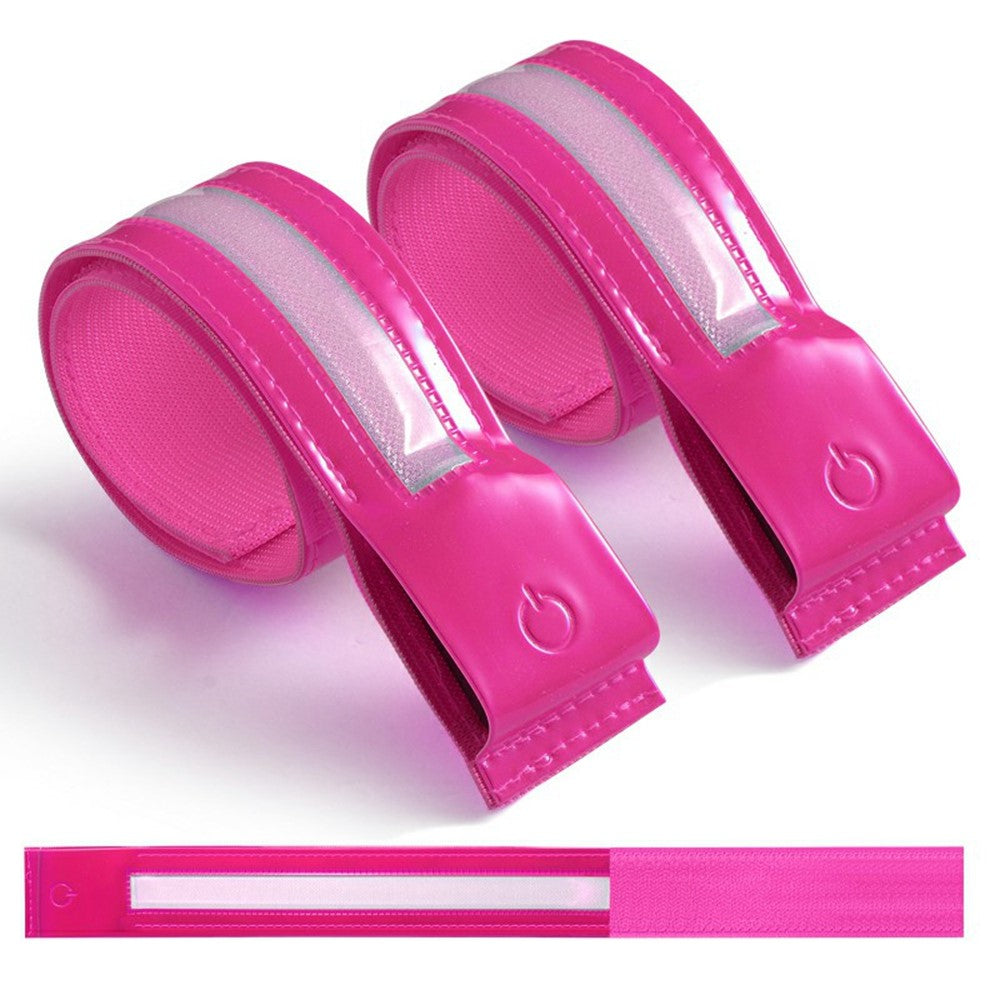 L8 2Pcs USB Rechargeable Reflective Armband Cycling Night Running Sports LED Light Arm Band