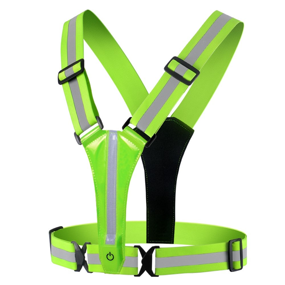 L1 Reflective Running Vest Adjustable Safety Vest with Rechargeable LED Light for Cycling Jogging