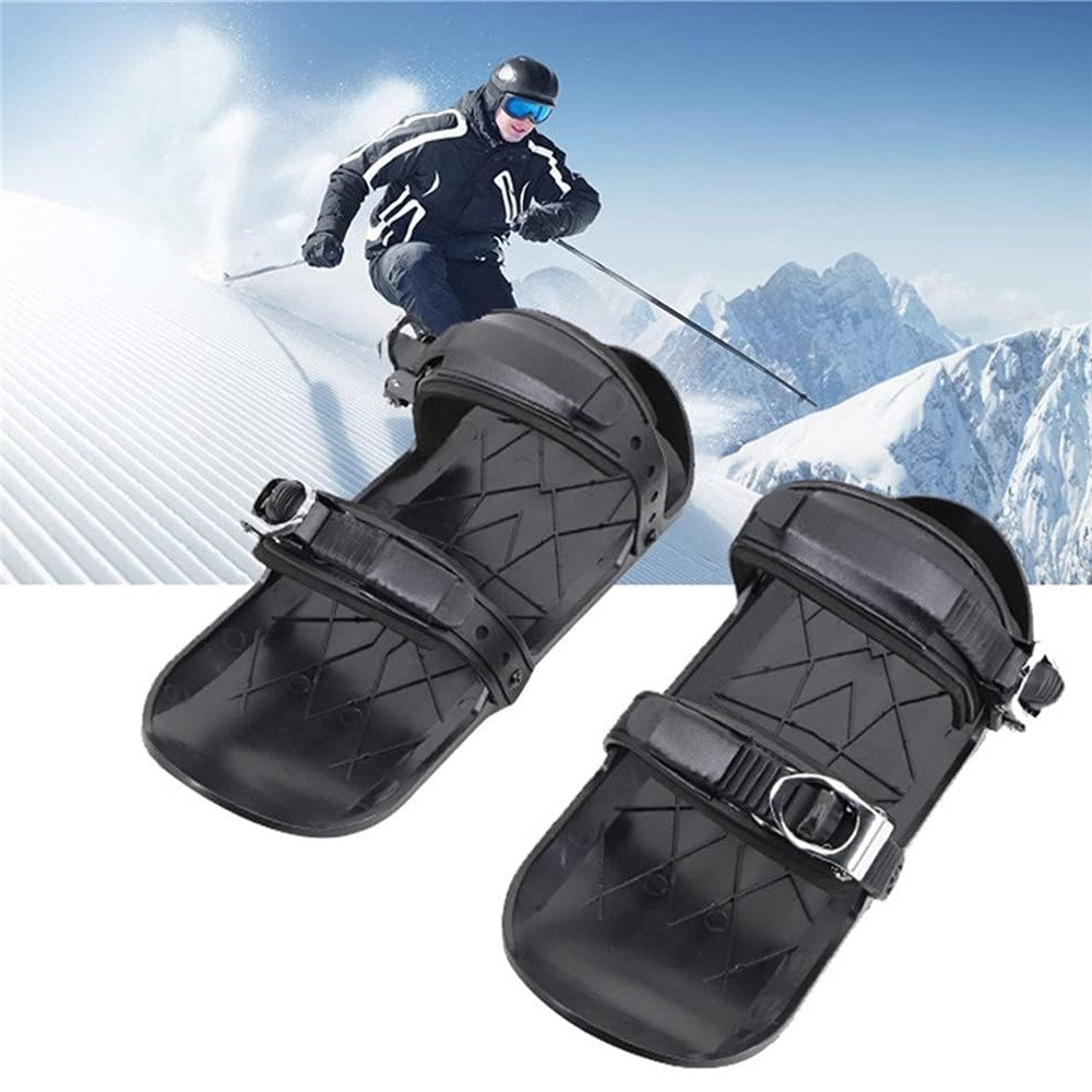 1 Pair Adult Mini Ski Skates Winter Sports One-piece Adjustable Anti-slip Skiing Shoes