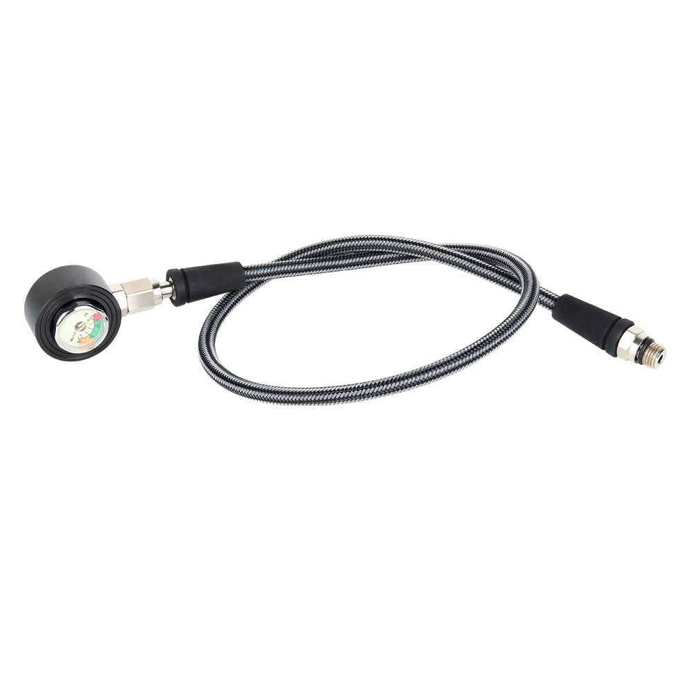 DIDEEP 65cm Scuba Diving Braided Carbon Fiber High Pressure Regulator Hose with Luminous Pressure Gauge