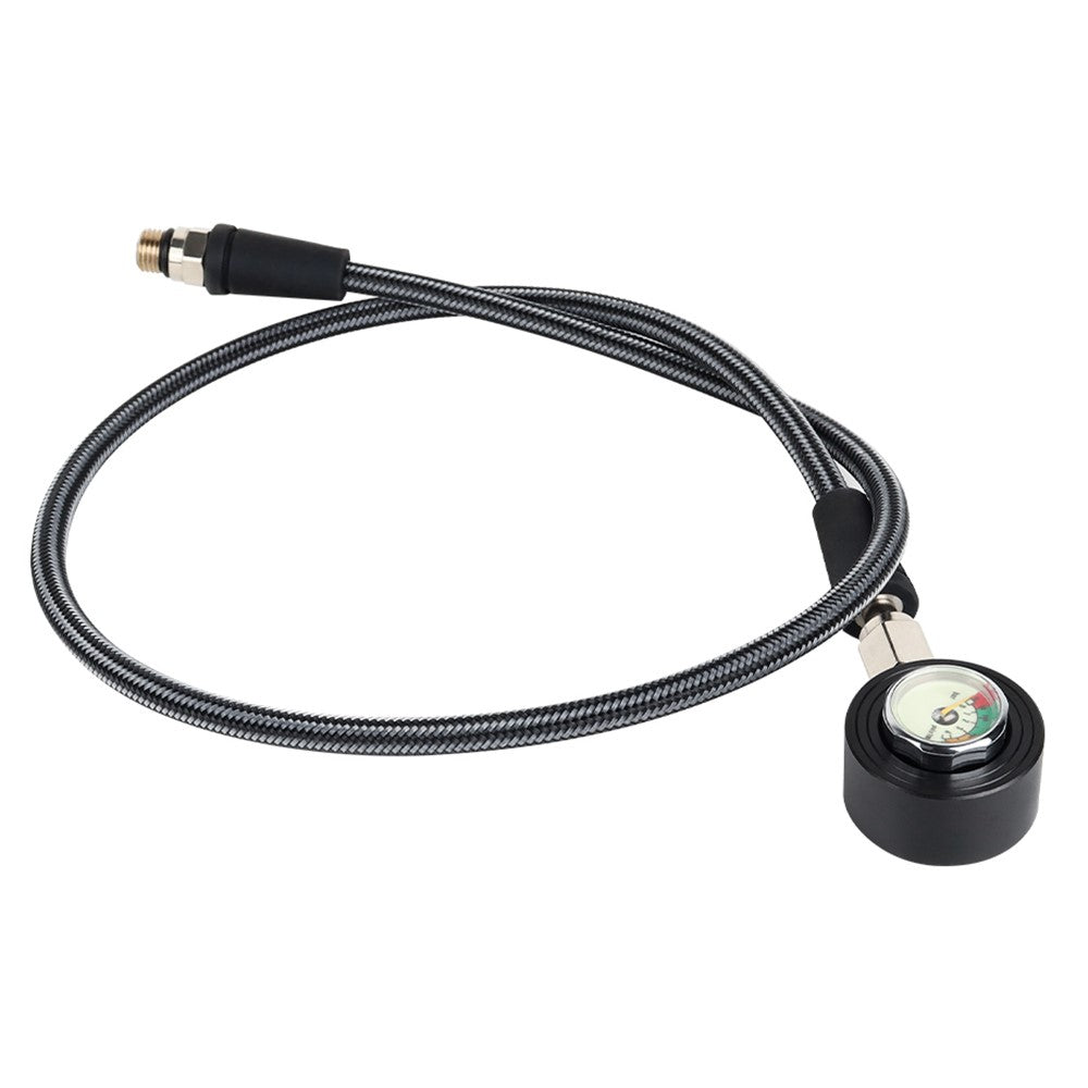 DIDEEP 80cm Scuba Diving Braided Carbon Fiber High Pressure Regulator Hose with Luminous Pressure Gauge