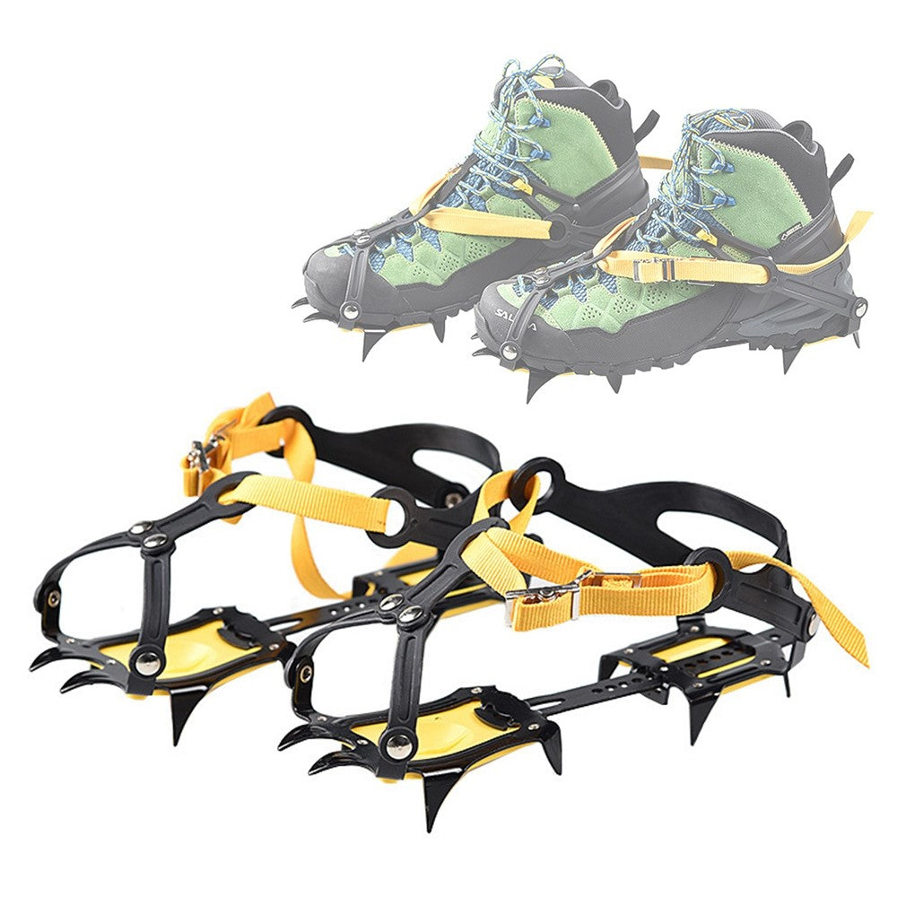 LUCKSTONE 10 Teeth Anti-slip Crampons Manganese Steel Climbing Gear Snow Ice Climbing Shoe Grippers Traction Device