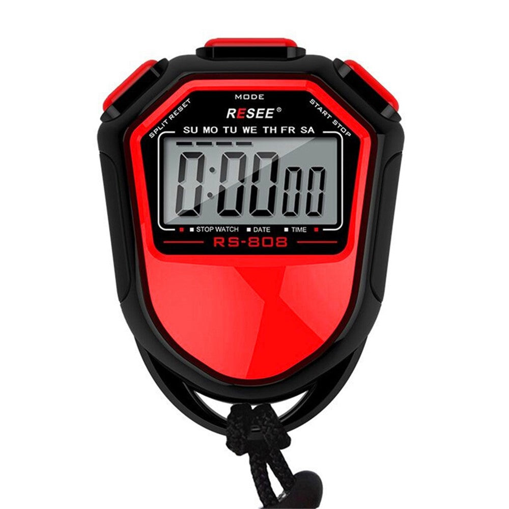 RESEE RS-808 Handheld Stopwatch LCD Screen Timer Swimming Running Sports Chronograph Counter with Lanyard
