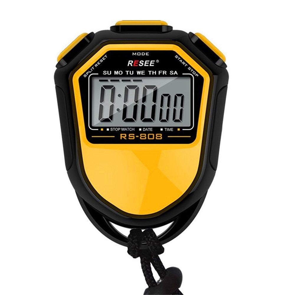 RESEE RS-808 Handheld Stopwatch LCD Screen Timer Swimming Running Sports Chronograph Counter with Lanyard