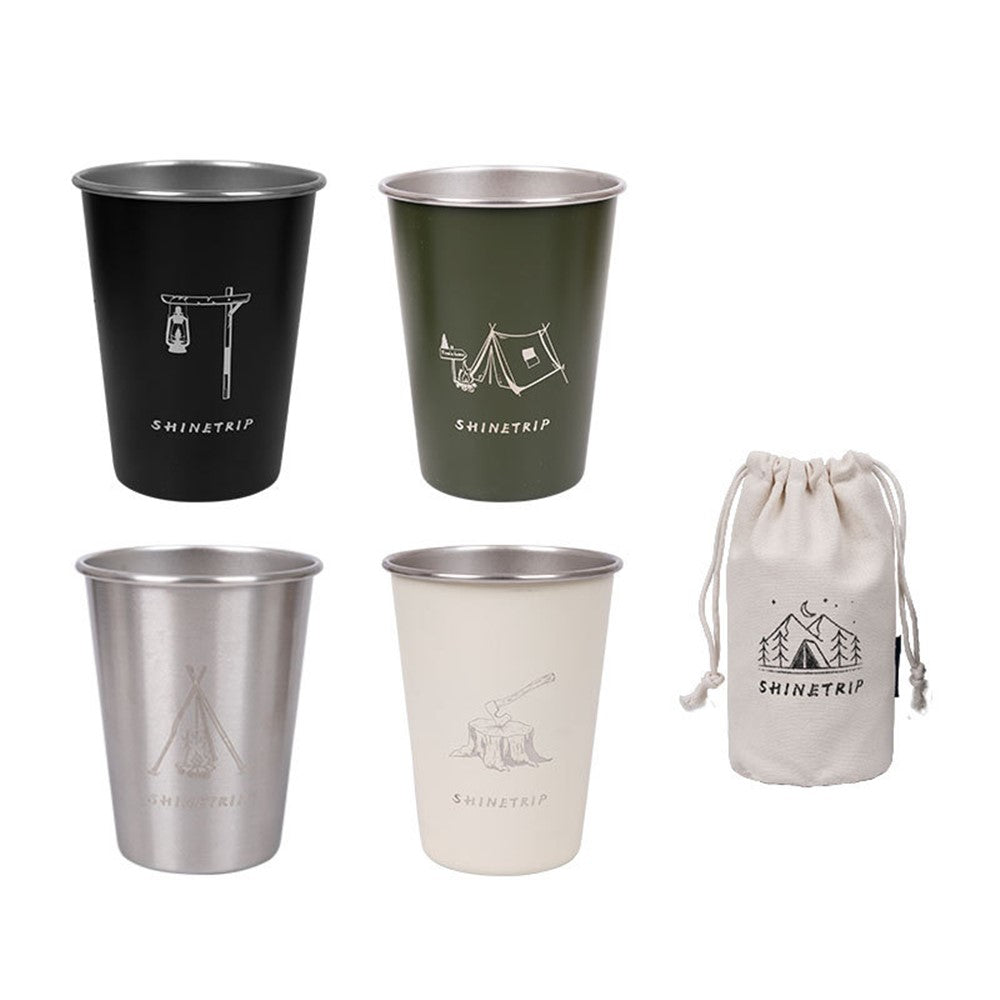 SHINETRIP A403 4Pcs / Set 350ml Stainless Steel Camping Cup Outdoor Traveling Coffee Mug BPA Free, No FDA Certificate