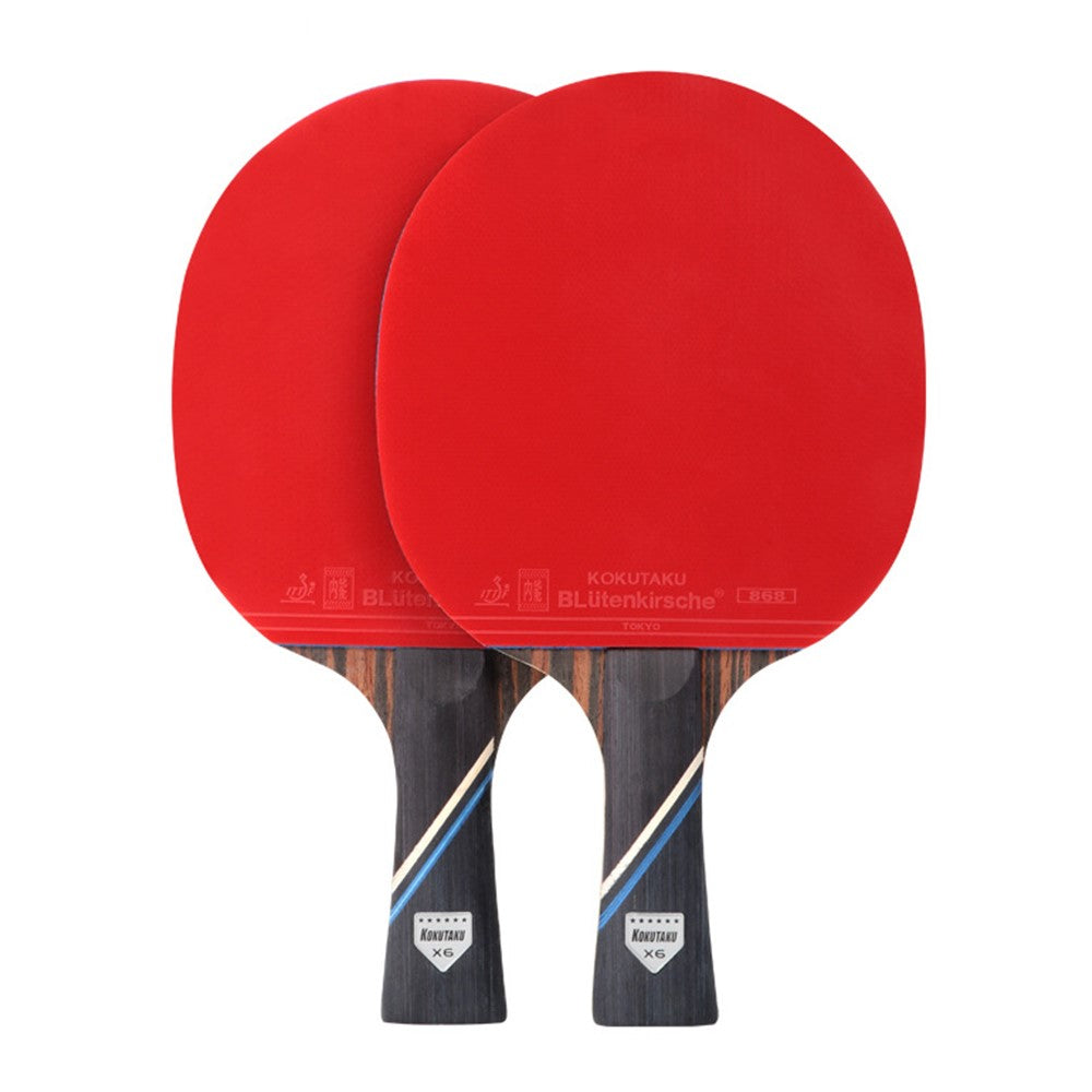 KOKUTAKU 2PCS / Set 6-Star Table Tennis Racket Beginner Ping Pong Paddle with Carry Case