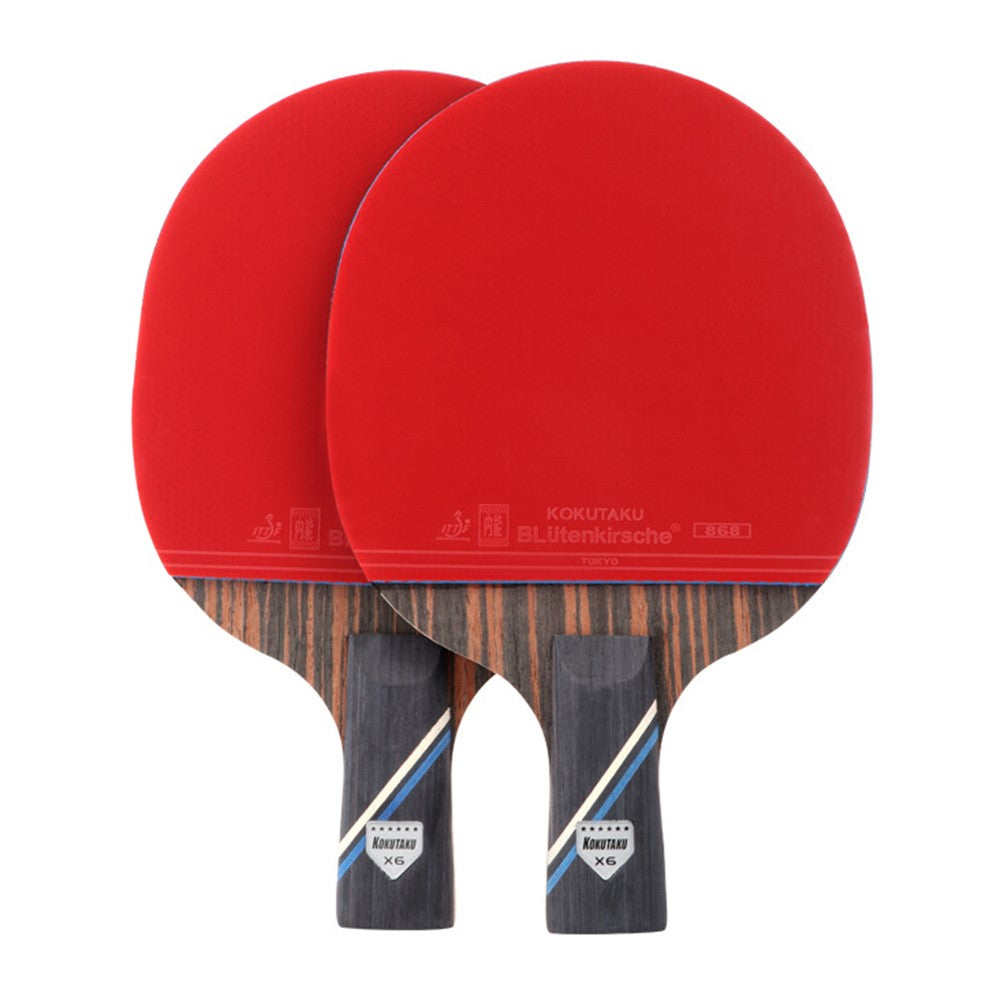 KOKUTAKU 2PCS / Set 6-Star Table Tennis Racket Beginner Ping Pong Paddle with Carry Case