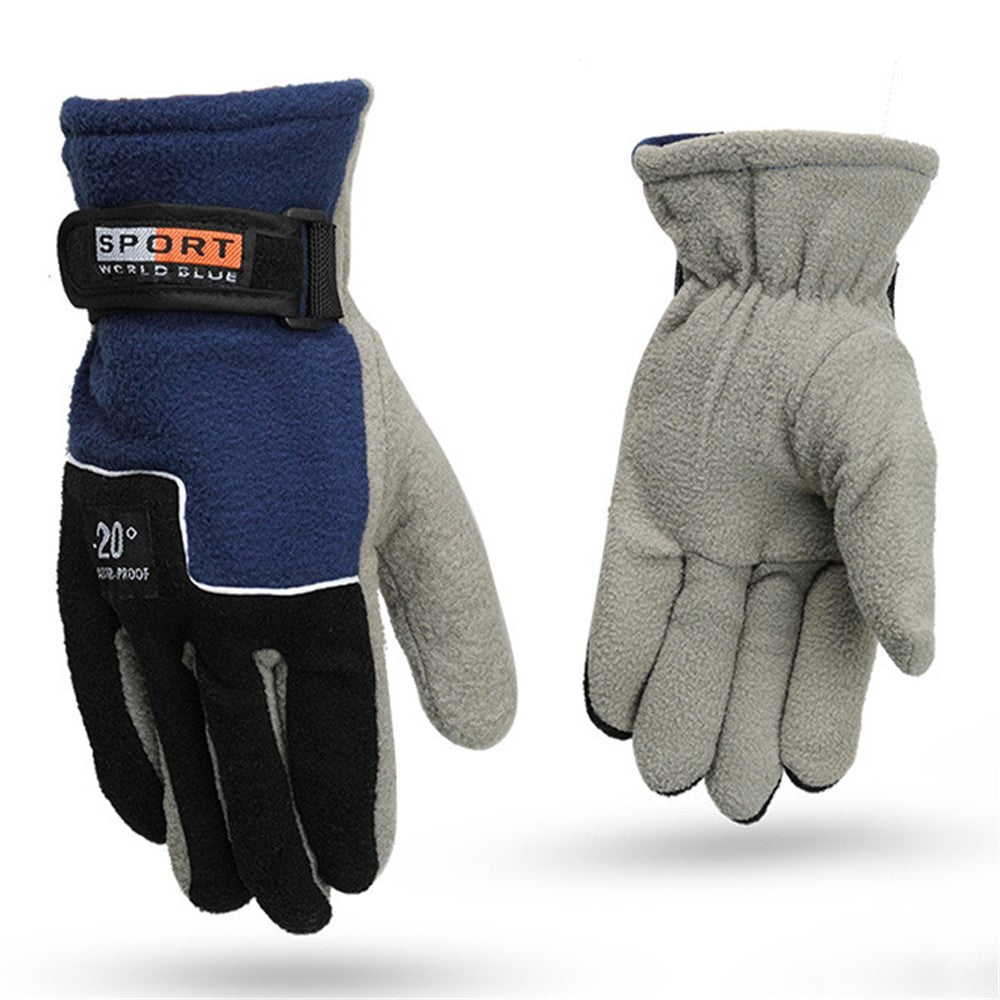 AOTU 1 Pair Full Finger Men Gloves Windproof Warm Fleece Gloves Mittens for Outdoor Cycling Skiing