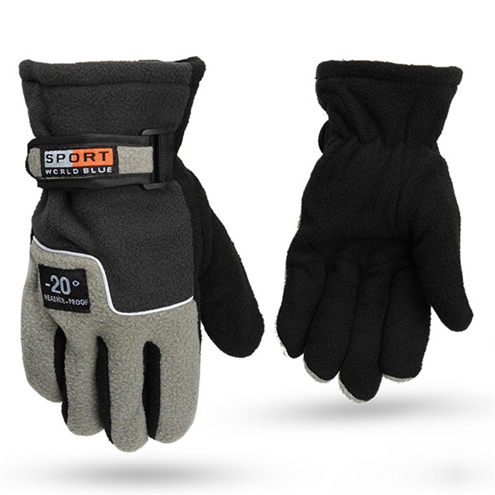 AOTU 1 Pair Full Finger Men Gloves Windproof Warm Fleece Gloves Mittens for Outdoor Cycling Skiing