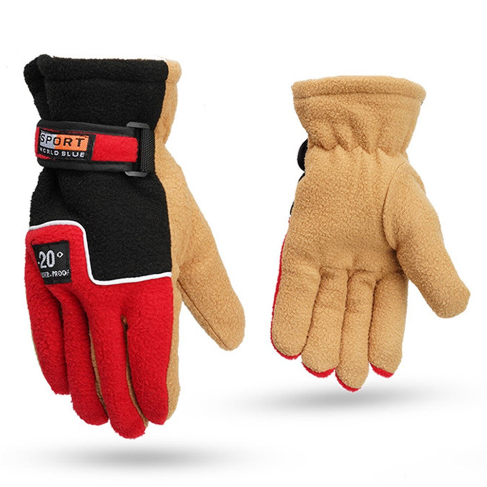 AOTU 1 Pair Full Finger Men Gloves Windproof Warm Fleece Gloves Mittens for Outdoor Cycling Skiing