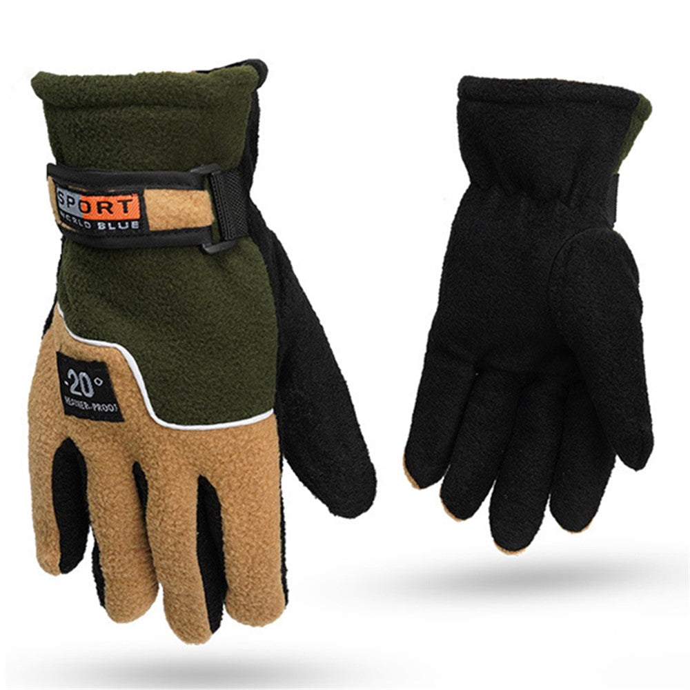 AOTU 1 Pair Full Finger Men Gloves Windproof Warm Fleece Gloves Mittens for Outdoor Cycling Skiing