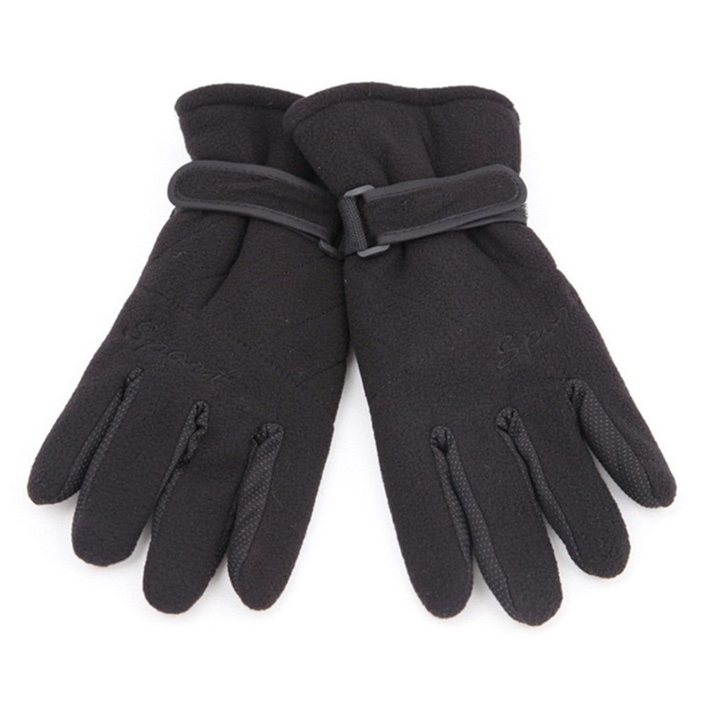 AOTU 1 Pair Winter Outdoor Skiing Cycling Polar Fleece Warm Gloves Windproof Anti-skid Full Finger Gloves