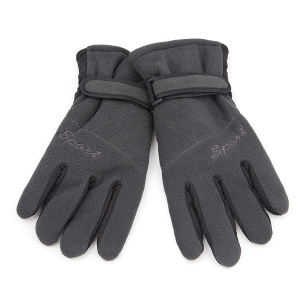 AOTU 1 Pair Winter Outdoor Skiing Cycling Polar Fleece Warm Gloves Windproof Anti-skid Full Finger Gloves