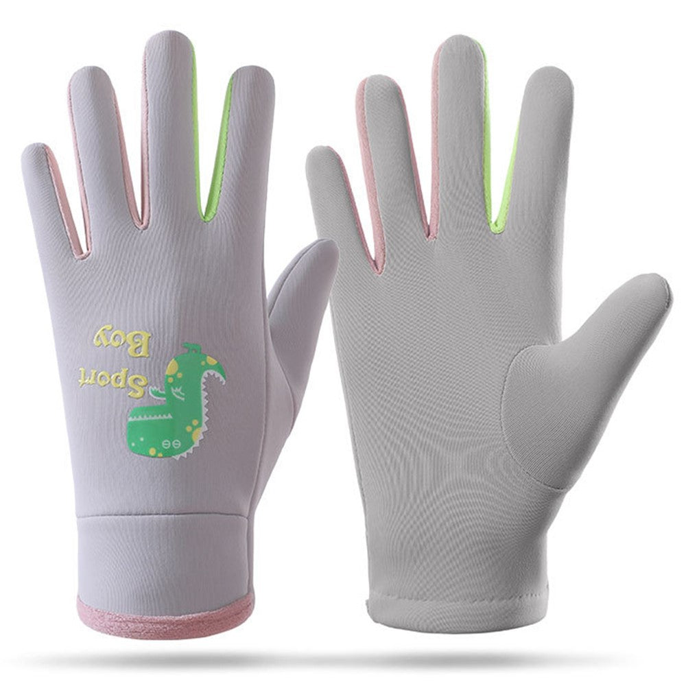 AOTU 1 Pair Winter Children Waterproof Gloves Kids Sports Reflective Fleece Lining Mittens For 8-13 Years Old