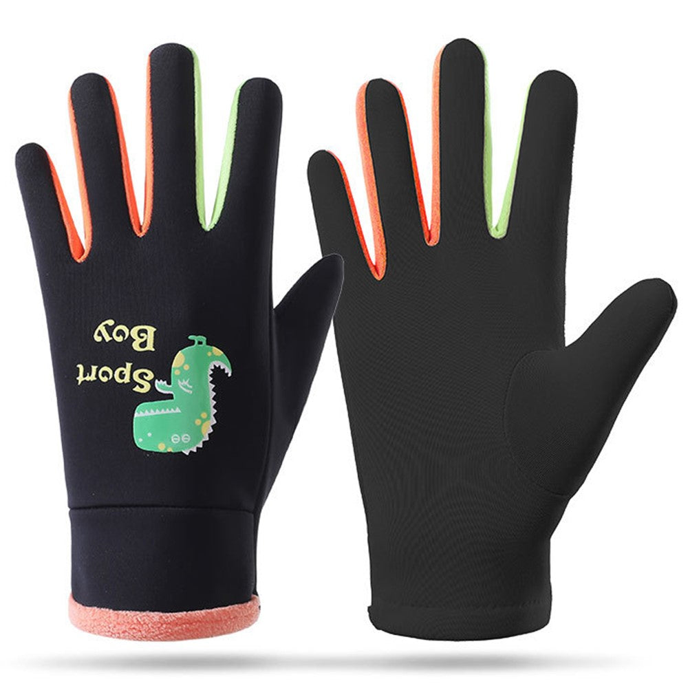 AOTU 1 Pair Kids Sports Reflective Fleece Lining Mittens Winter Children Waterproof Gloves For 3-8 Years Old