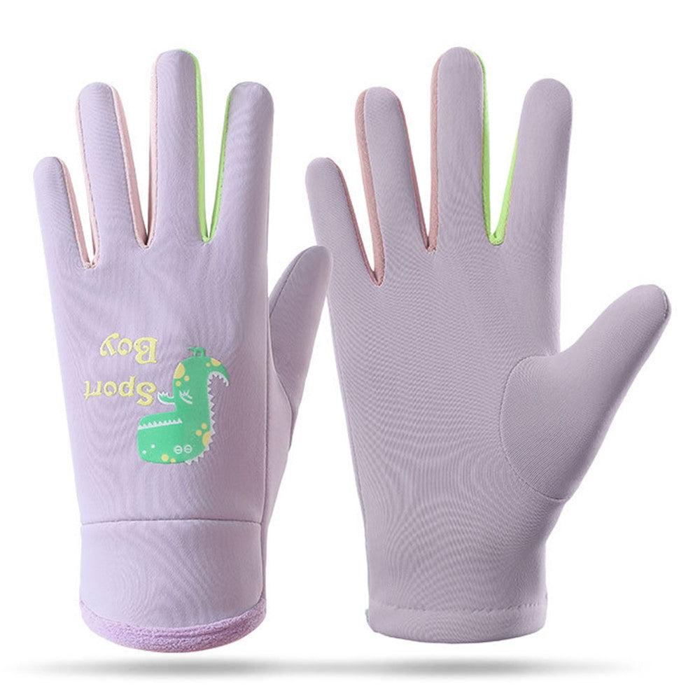 AOTU 1 Pair Kids Sports Reflective Fleece Lining Mittens Winter Children Waterproof Gloves For 3-8 Years Old