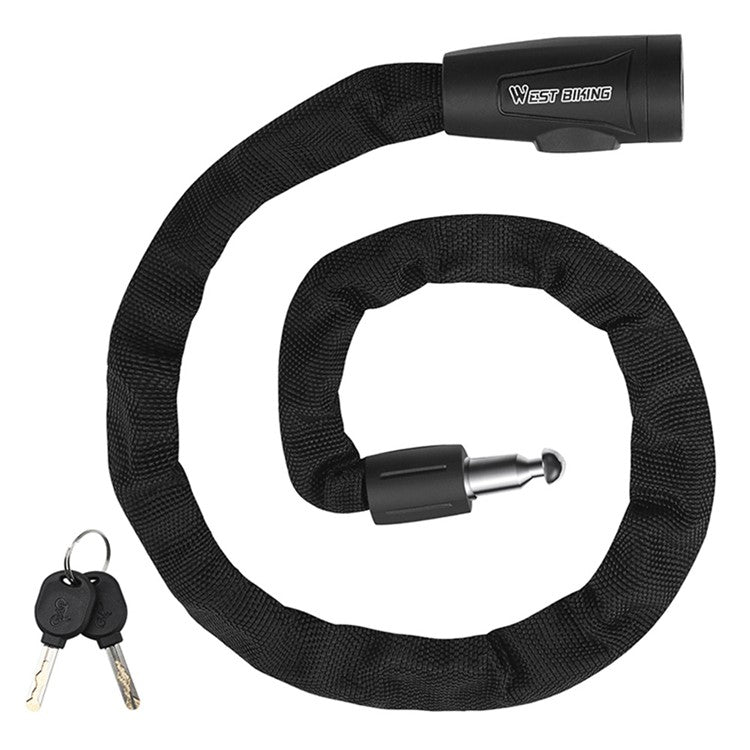 WEST BIKING 0705114B0000 Bicycle Steel Chain Lock 70cm Anti-Theft MTB Electric Bike Lock