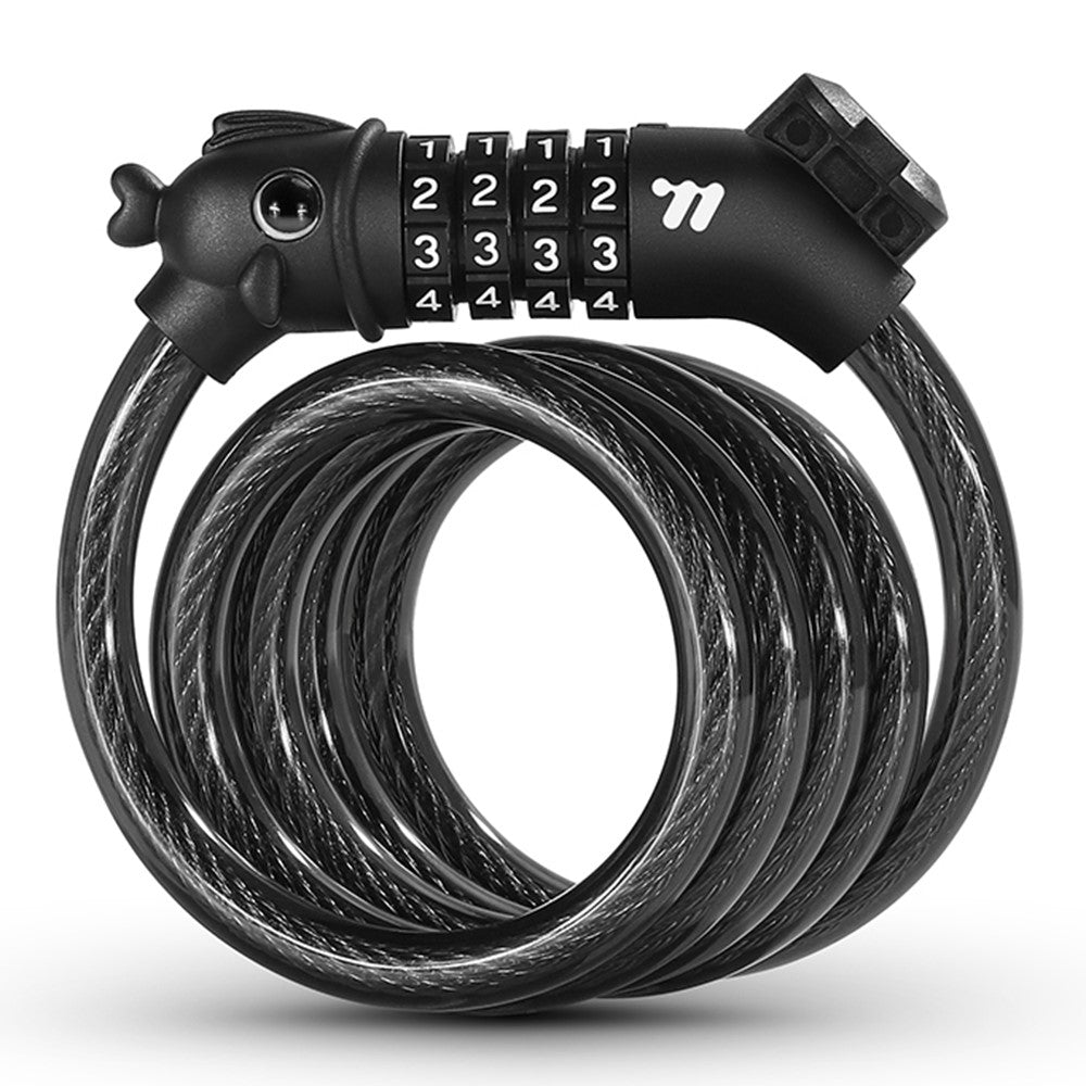 WEST BIKING 0705107B0000 Cartoon Fish Head 1.2m 4-Digit Combination Lock Anti-Theft Steel Cable Bike Lock